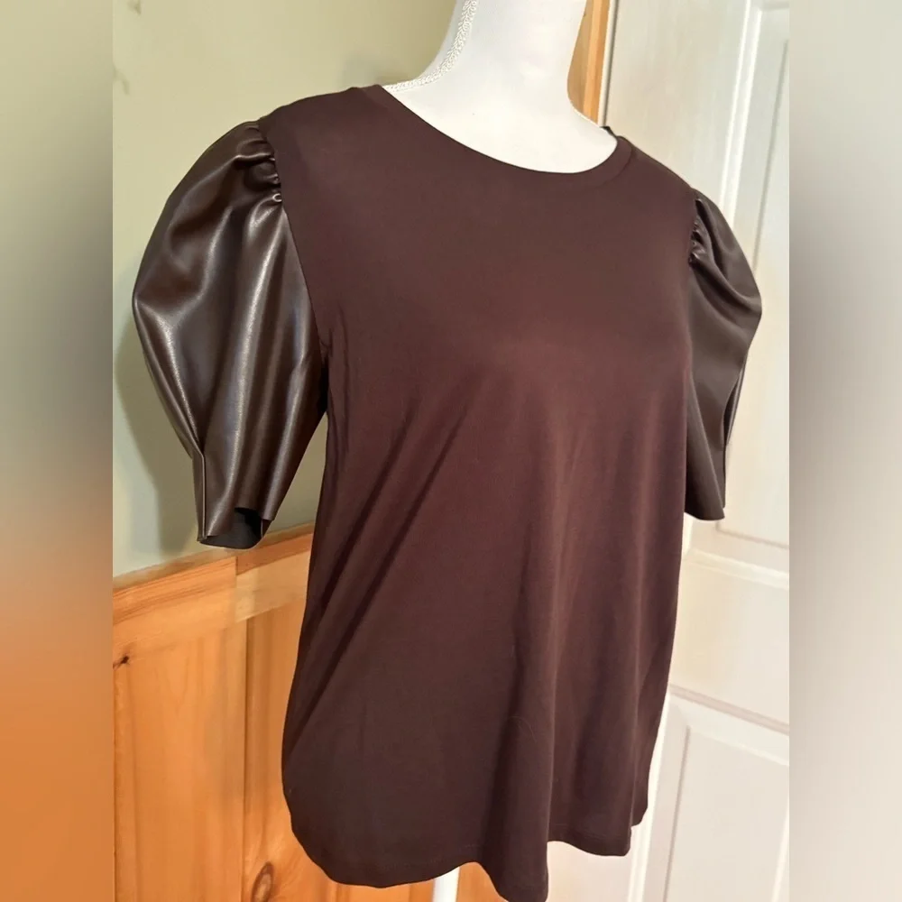 MICHAEL Michael Kors Women's Puff-Sleeve T-Shirt, Brown, Medium